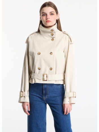 μπουφάν tommy hilfiger cotton crop trench jacket light silt σε προσφορά