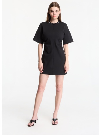 φόρεμα calvin klein jeans ss logo rib interlock t-shirt