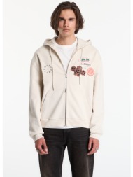 φούτερ allsaints patcher zip through sweatshirt dusk white l
