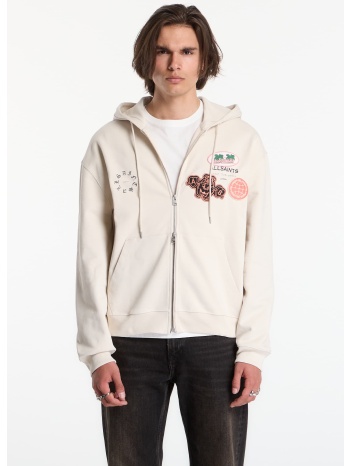 φούτερ allsaints patcher zip through sweatshirt dusk white l σε προσφορά