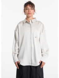 πουκάμισο nike sportswear women`s oversized satin long-sleeve top light bone/ black s