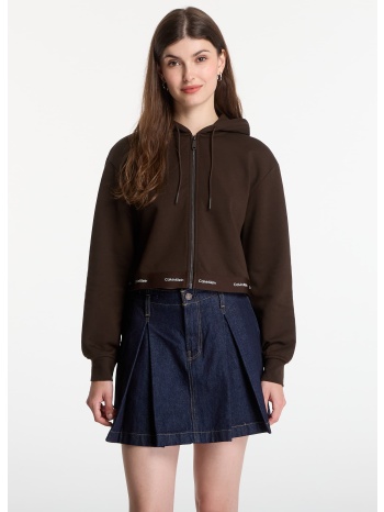 φούτερ calvin klein jeans ls terry logo waist cropped fz