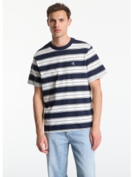 t-shirt calvin klein jeans ss easy 20s jersey stripe crewneck tee dark sapphire xl
