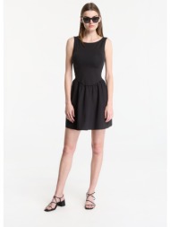 φόρεμα gap sl high neck mixed media mini dress black l