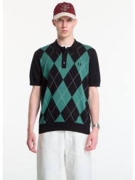 t-shirt fred perry argyle knitted shirt black xl
