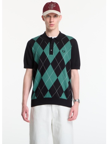 t-shirt fred perry argyle knitted shirt black xl