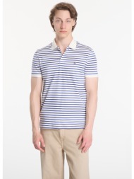 t-shirt tommy hilfiger liquid cotton reg seasonal polo tee ivory petal / pigment blue xl