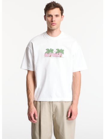 t-shirt allsaints troppo ss crew graphic t-shirt chalk