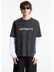 t-shirt carhartt wip s/s painter t-shirt unisex black destroy wash, splatter l
