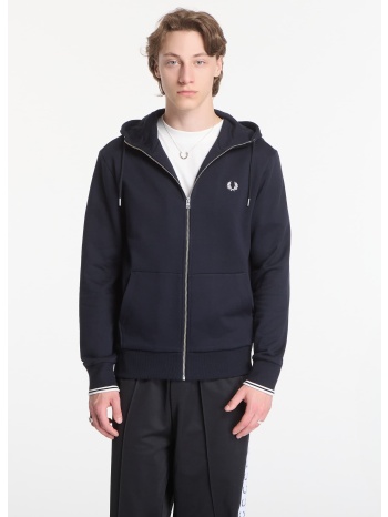 φούτερ fred perry hooded zip through sweatshirt black s σε προσφορά