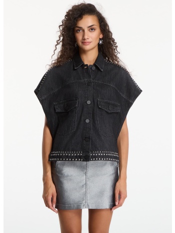 πουκάμισο allsaints alba stud ss shirt shadow black 10 σε προσφορά