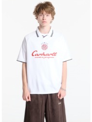 t-shirt carhartt wip s/s terrace football t-shirt unisex heart train jacquard, white m