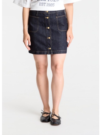 φούστα tommy hilfiger mini skirt rinse hw rinse l