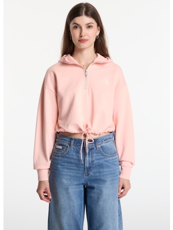 φούτερ calvin klein jeans ls monologo terry cropped tie σε προσφορά