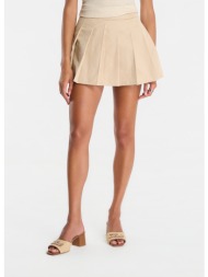 φούστα guess juliane mini pleated skirt safari tan s
