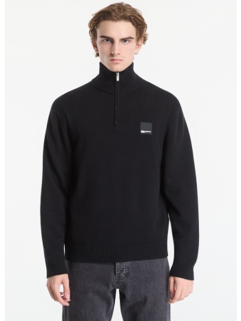 πουλόβερ karl lagerfeld jeans reg half-zip knit sweat black
