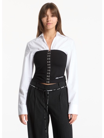 πουκάμισο karl lagerfeld jeans mixed poplin blouse black m