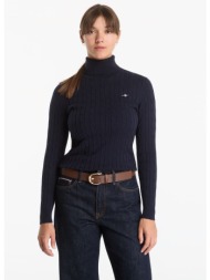 πουλόβερ gant stretch cotton cable turtleneck evening blue s