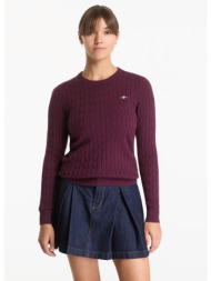πουλόβερ gant stretch cotton cable c-neck darkened wine m