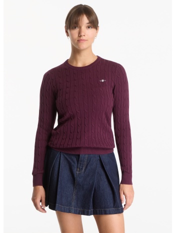 πουλόβερ gant stretch cotton cable c-neck darkened wine m