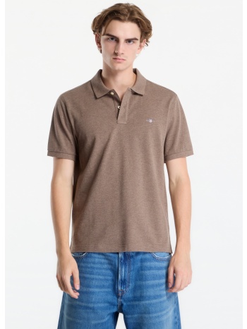 t-shirt gant reg shield ss pique polo dark hazelnut melange σε προσφορά