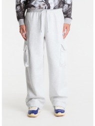 φόρμα jordan brooklyn men`s oversized fleece cargo pants neutral grey/ htr/ lt smoke grey xl