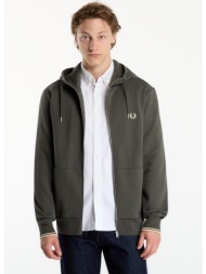 φούτερ fred perry hooded zip through sweatshirt field green m
