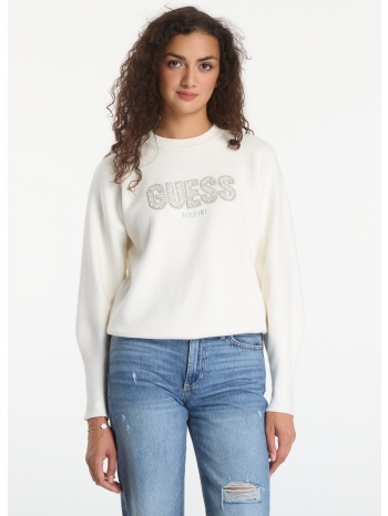 πουλόβερ guess ls cn madeline logo sweater cream white l