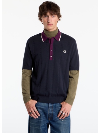 t-shirt fred perry cable knit shirt navy l