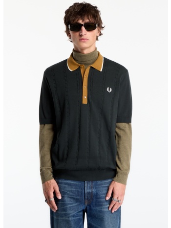 t-shirt fred perry cable knit shirt night green xl
