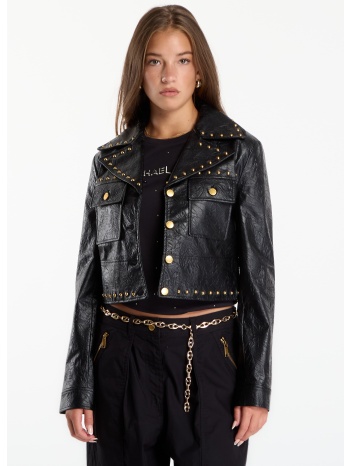 μπουφάν michael kors studded fx leather jacket black xs/32