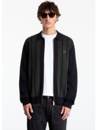 πουλόβερ fred perry textured panel zip cardigan black xl
