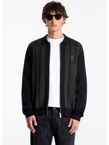 πουλόβερ fred perry textured panel zip cardigan black xl σε προσφορά