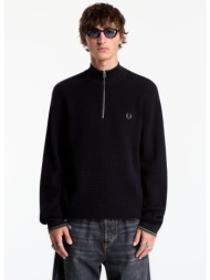 πουλόβερ fred perry waffle stitch half zip jumper black l