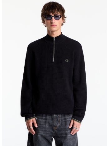 πουλόβερ fred perry waffle stitch half zip jumper black l