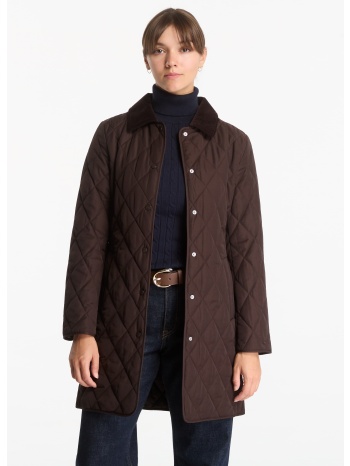 παλτό gant fitted quilted coat deep brown s σε προσφορά