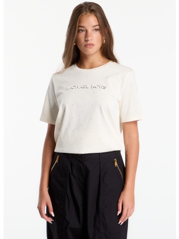 t-shirt michael kors classic mk stud tee bone xs/32