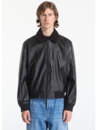 bomber calvin klein jeans ls faux leather sher black s