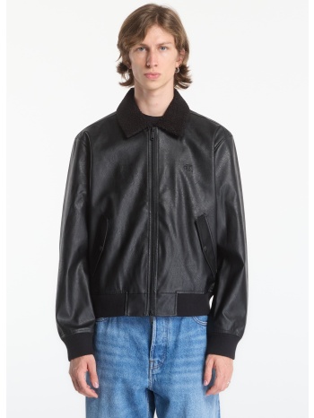 bomber calvin klein jeans ls faux leather sher black s σε προσφορά