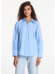 πουκάμισο calvin klein yarndye cotton poplin regular shirt angel hair stripe marina brilliant l
