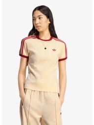 t-shirt adidas pinstripe short sleeve slim t-shirt warm vanilla/ team victory red/ preloved scarlet 