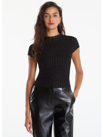 t-shirt guess ss sheer yoke cn perilla ribbed tee jet σε προσφορά