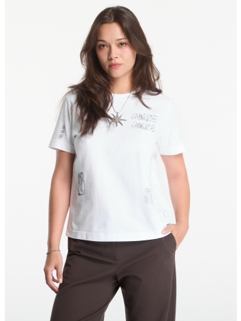 t-shirt samsøe samsøe sacamino ss t-shirt white scribbles m σε προσφορά
