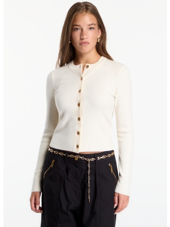 πουλόβερ michael kors merino rib crew nk cardi bone l/44