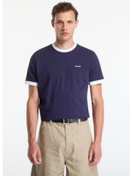 t-shirt queens men`s contrast ribbing tee navy s