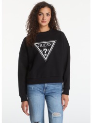 φούτερ guess cn triangle glitter sweatshirt jet black m