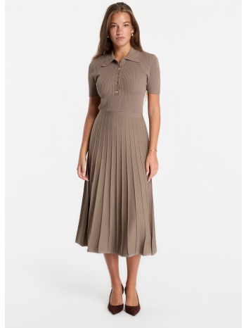 φόρεμα michael kors fit n flare polo ss midi chestnut xs/32