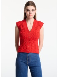 γιλέκο tommy hilfiger mid gg cable vest cardigan fire red m