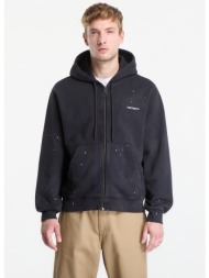 φούτερ carhartt wip hooded painter jacket unisex black destroy wash, splatter l