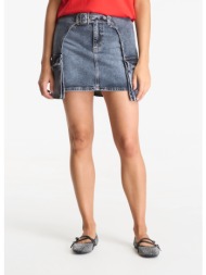 φούστα karl lagerfeld jeans buckle denim mini skirt soft tinted blue m